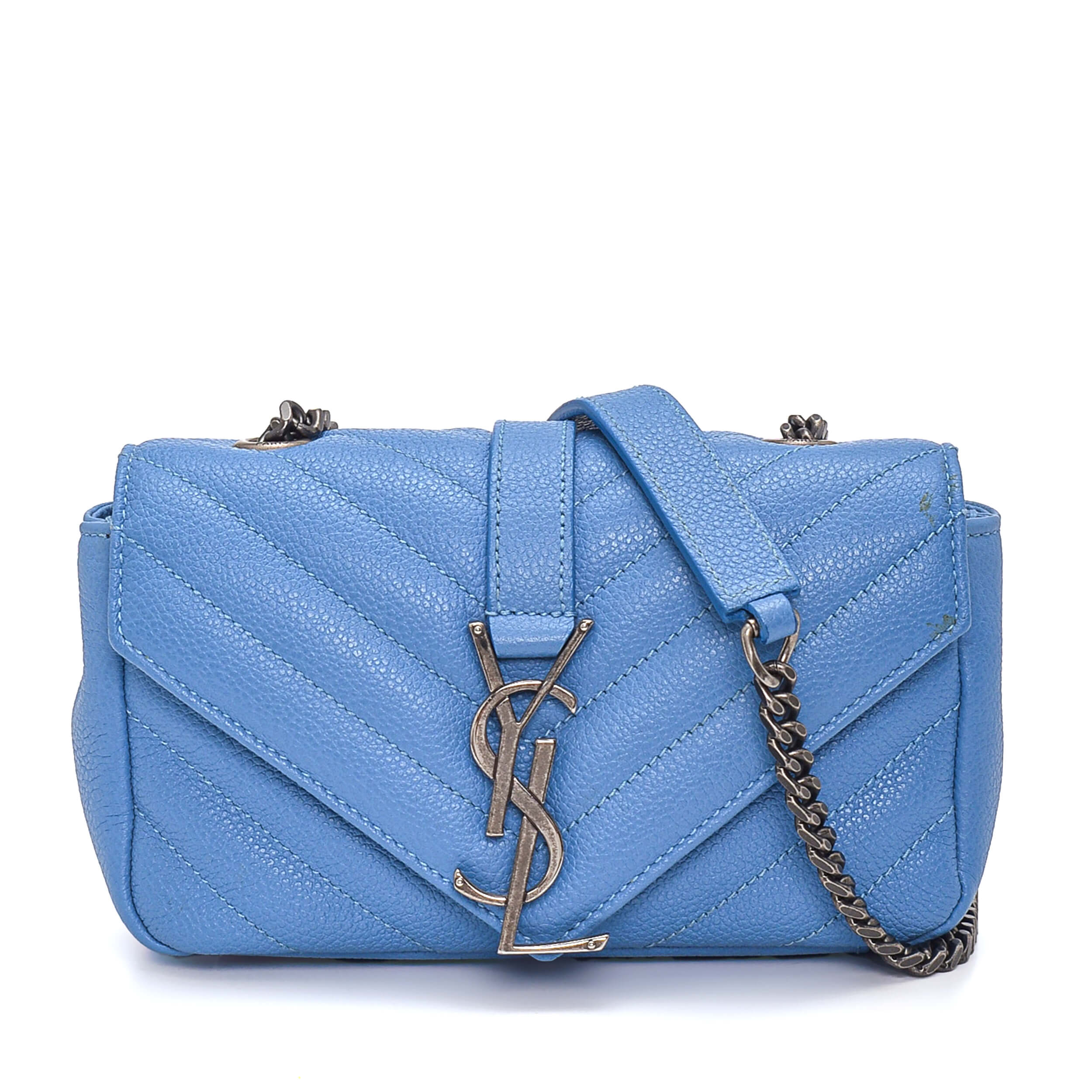 Yves Saint Laurent - Blue Chevron Mini College Bag